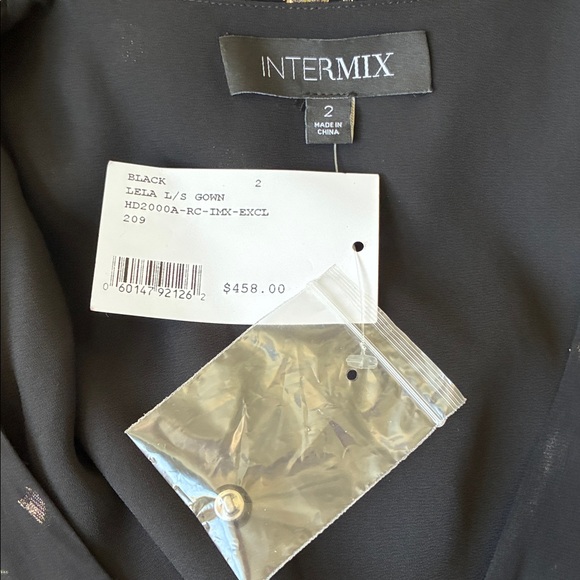 Intermix Leila Gown Maxi Chiffon Dress Long Sleeve Black Size 2 NWT - Picture 12 of 15